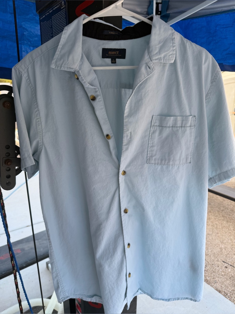 Roark light blue button up shirt
